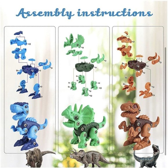 Kids 3 Pack Dinosaur Toys Take Apart Dinos Building, Development & Entertainment - Picture 4 of 5
